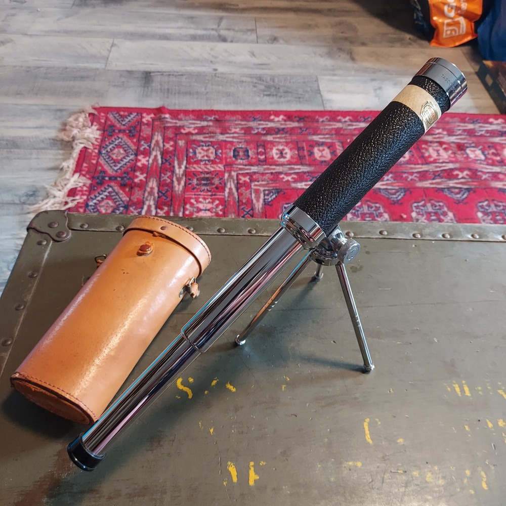 Vintage Tasco 30x30mm Telescope Japan Chrome Tabletop Tripod with Case